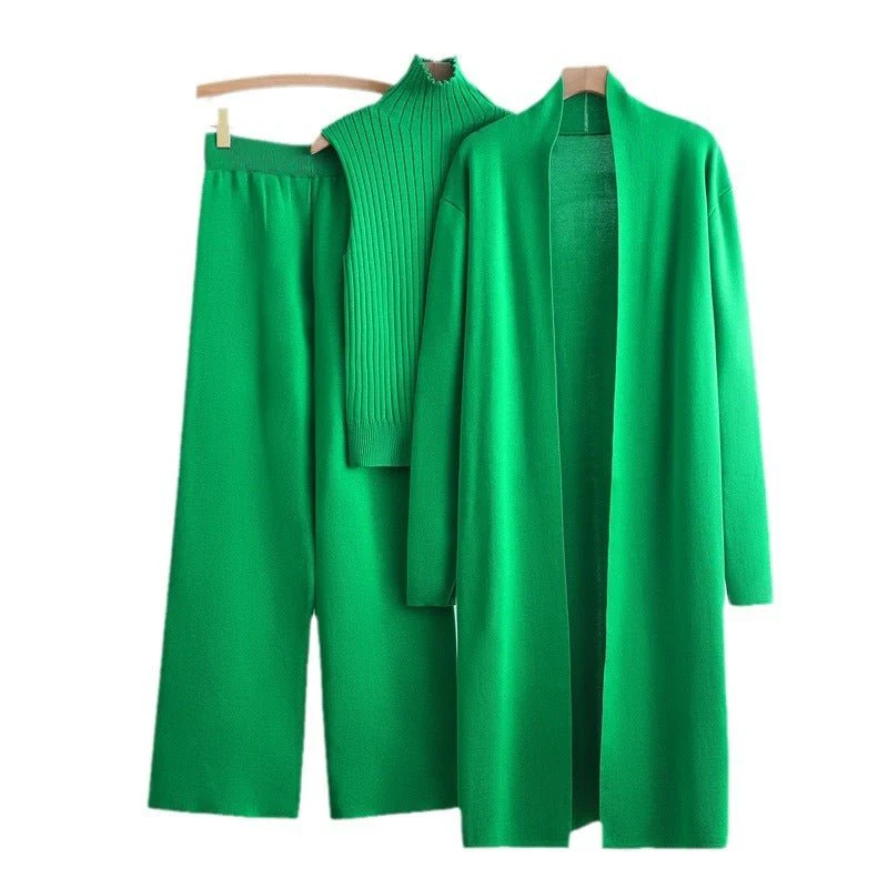 The Goddess Ensemble | Three-Piece High Collar Sweater & Wide Leg Pants Set FD - Image 8
