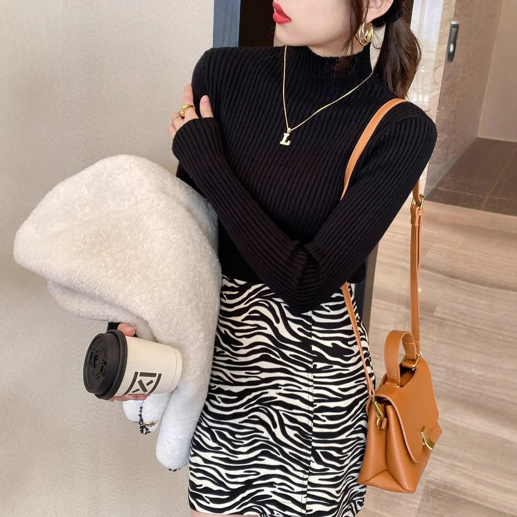 The Graceful Contour | Women's Slim-Fit Semi-Turtleneck Pullover Sweater - Image 4