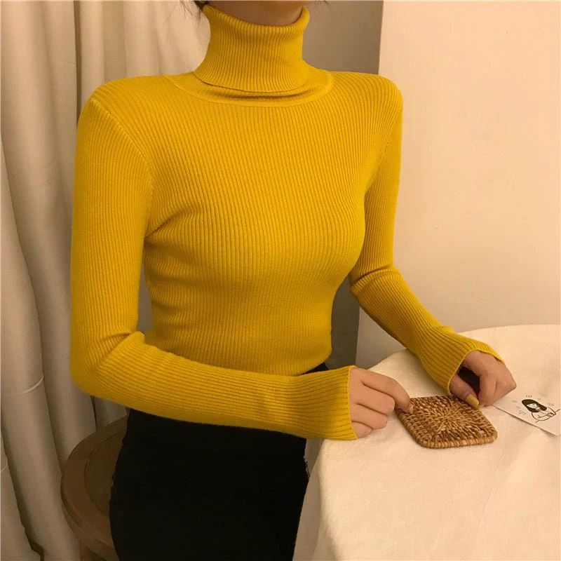 The Graceful Embrace | Women's High Collar Slim Fit Pullover Sweater - Image 10