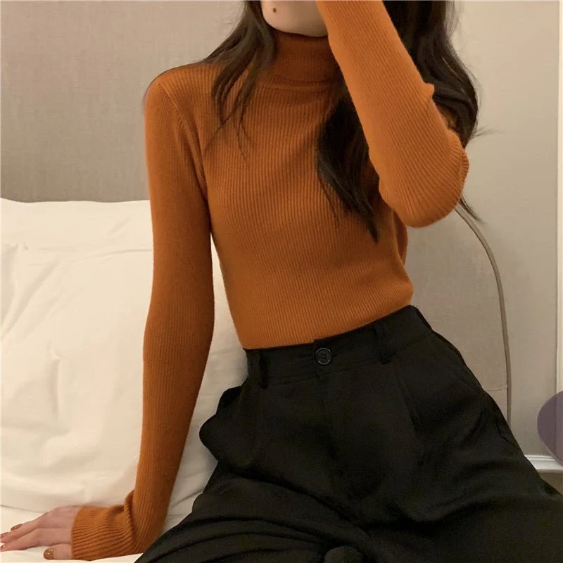 The Graceful Embrace | Women's High Collar Slim Fit Pullover Sweater - Image 11