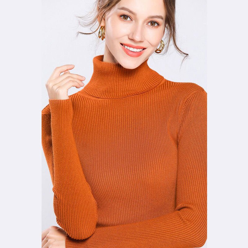 The Graceful Embrace | Women's High Collar Slim Fit Pullover Sweater - Image 17