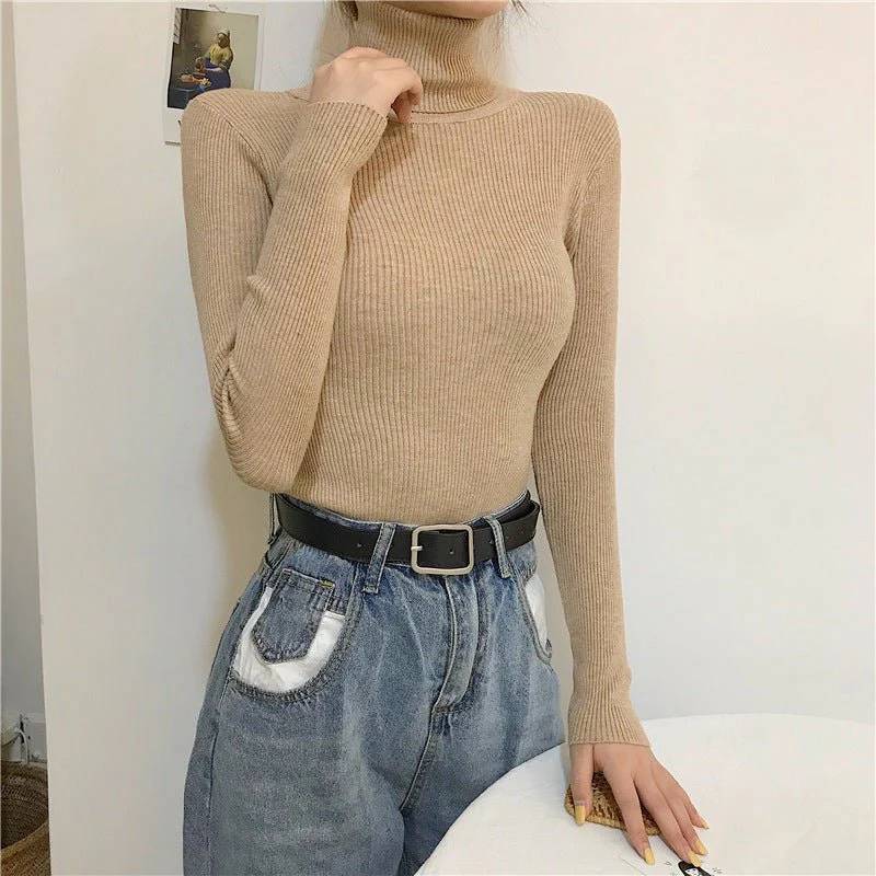 The Graceful Embrace | Women's High Collar Slim Fit Pullover Sweater - Image 19