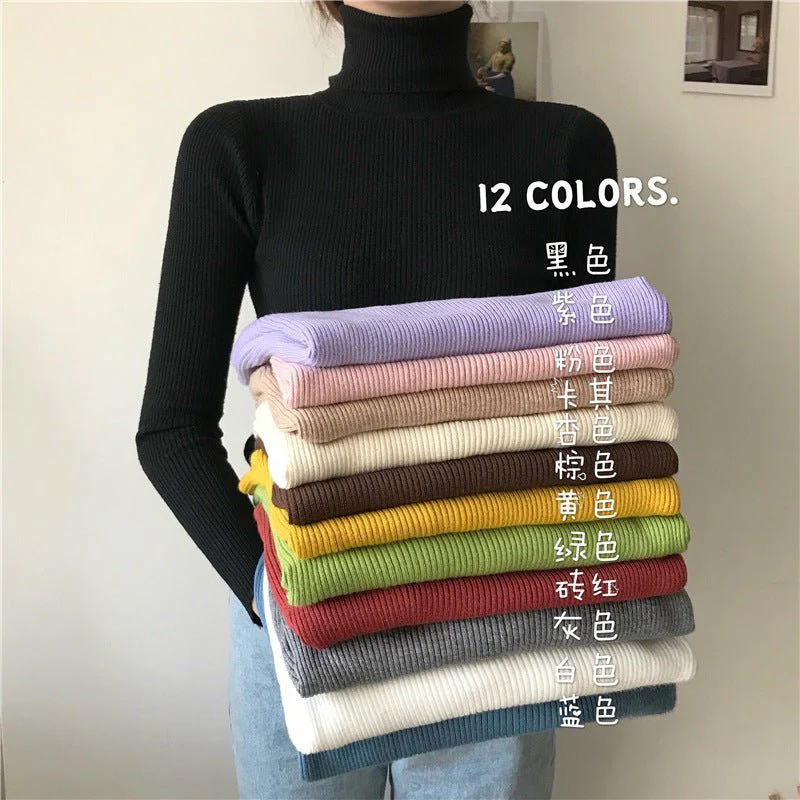 The Graceful Embrace | Women's High Collar Slim Fit Pullover Sweater - Image 3