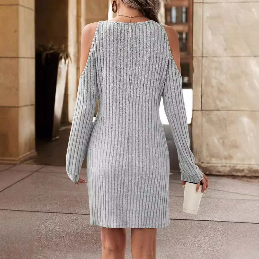 The Grey Intellectual | Women's High-Waist V-Neck Knitted Mini Dress - Image 2