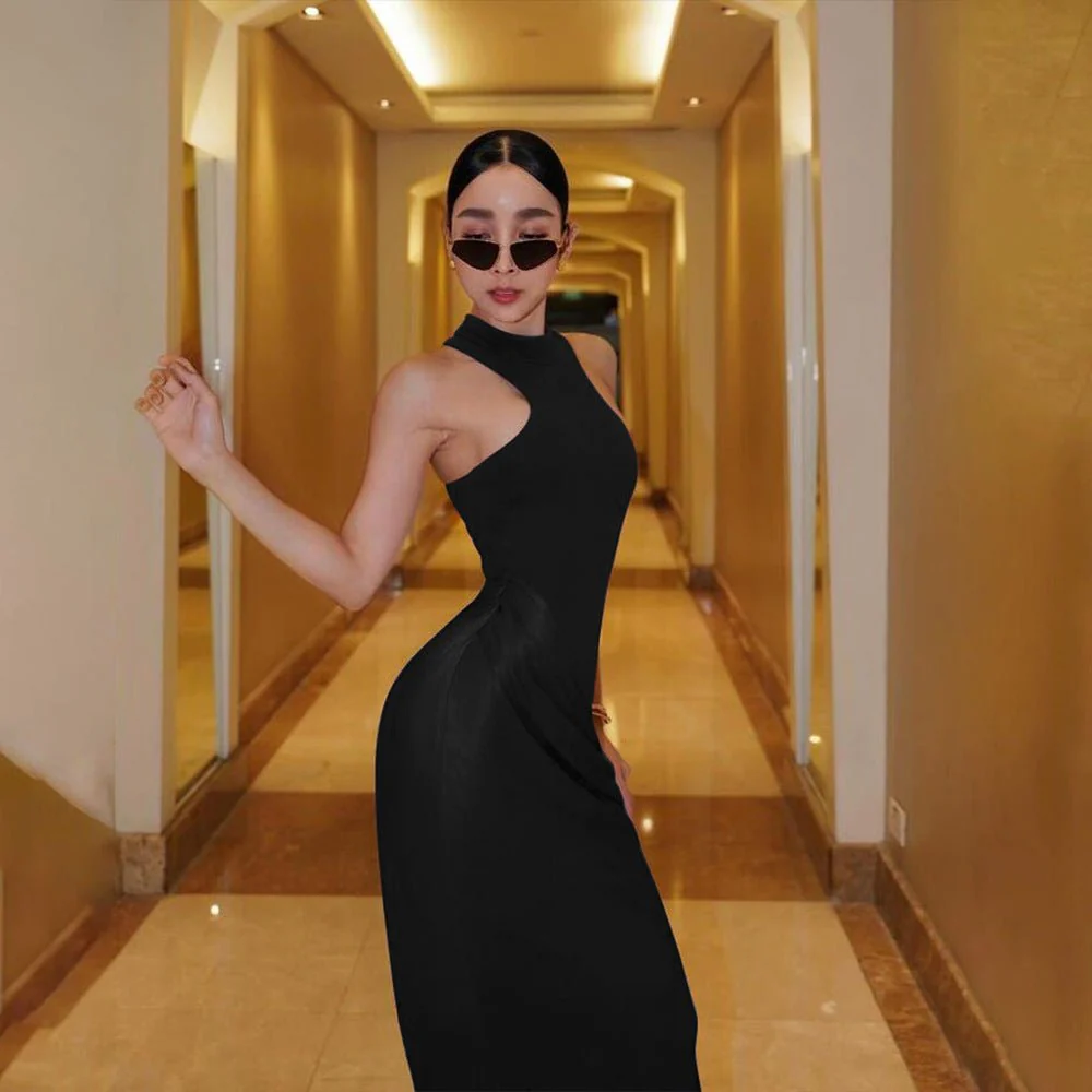 The Hollow Siren | Women's Hollow-Out Splicing Sleeveless Maxi Dress - Image 4