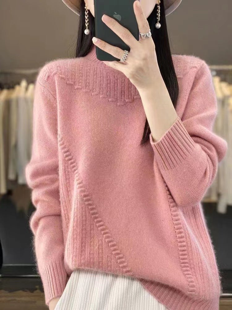 The Hooded Cozy | Solid Color Thickened Drum Wave Hooded Knit Pullover Sweater - Image 7