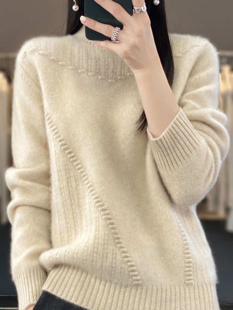 The Hooded Cozy | Solid Color Thickened Drum Wave Hooded Knit Pullover Sweater FD - Image 5