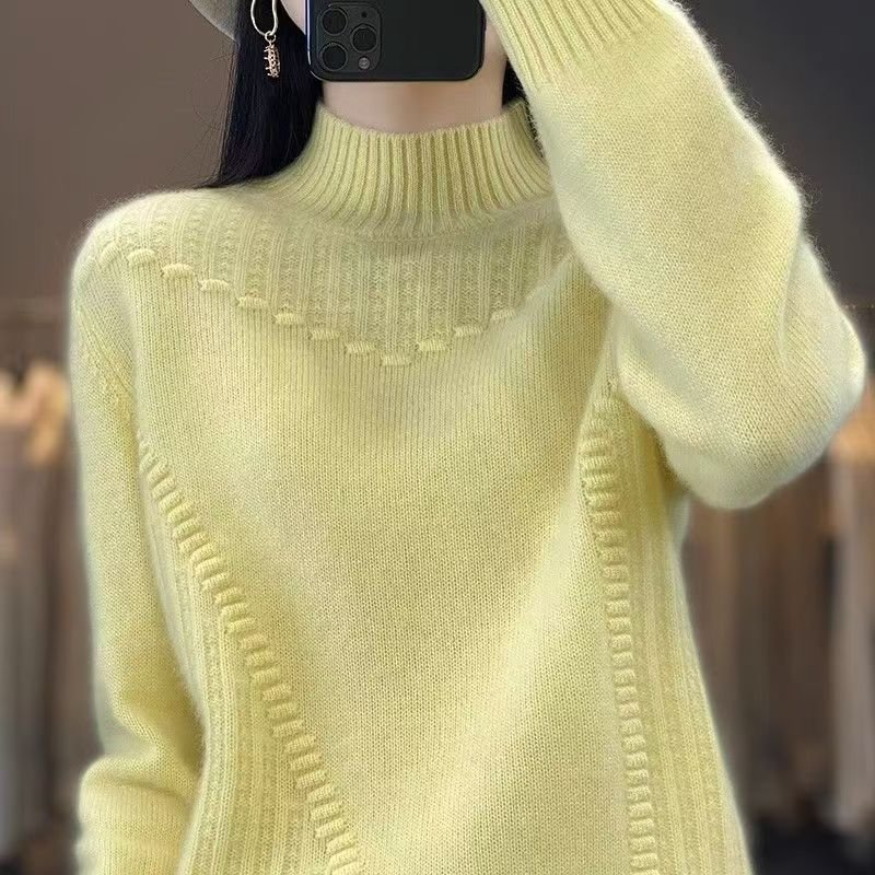 The Hooded Cozy | Solid Color Thickened Drum Wave Hooded Knit Pullover Sweater FD - Image 9