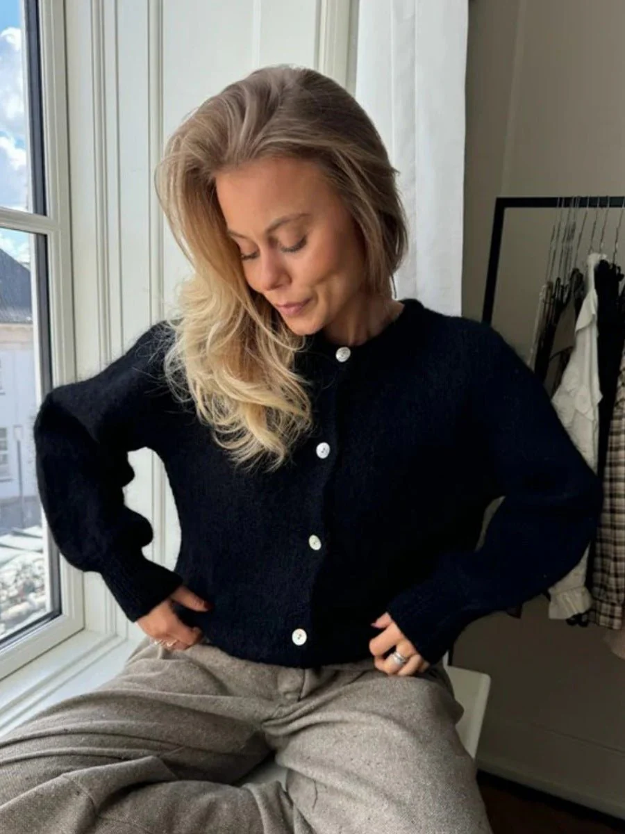 The Ice Cream Dream | Solid Color Mohair Blend Button-Up Cardigan Sweater - Image 10