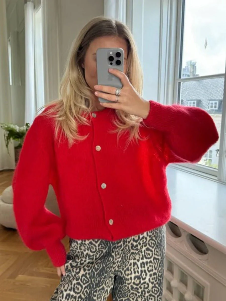 The Ice Cream Dream | Solid Color Mohair Blend Button-Up Cardigan Sweater - Image 11