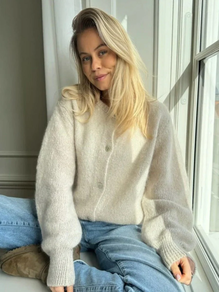 The Ice Cream Dream | Solid Color Mohair Blend Button-Up Cardigan Sweater FD - Image 13