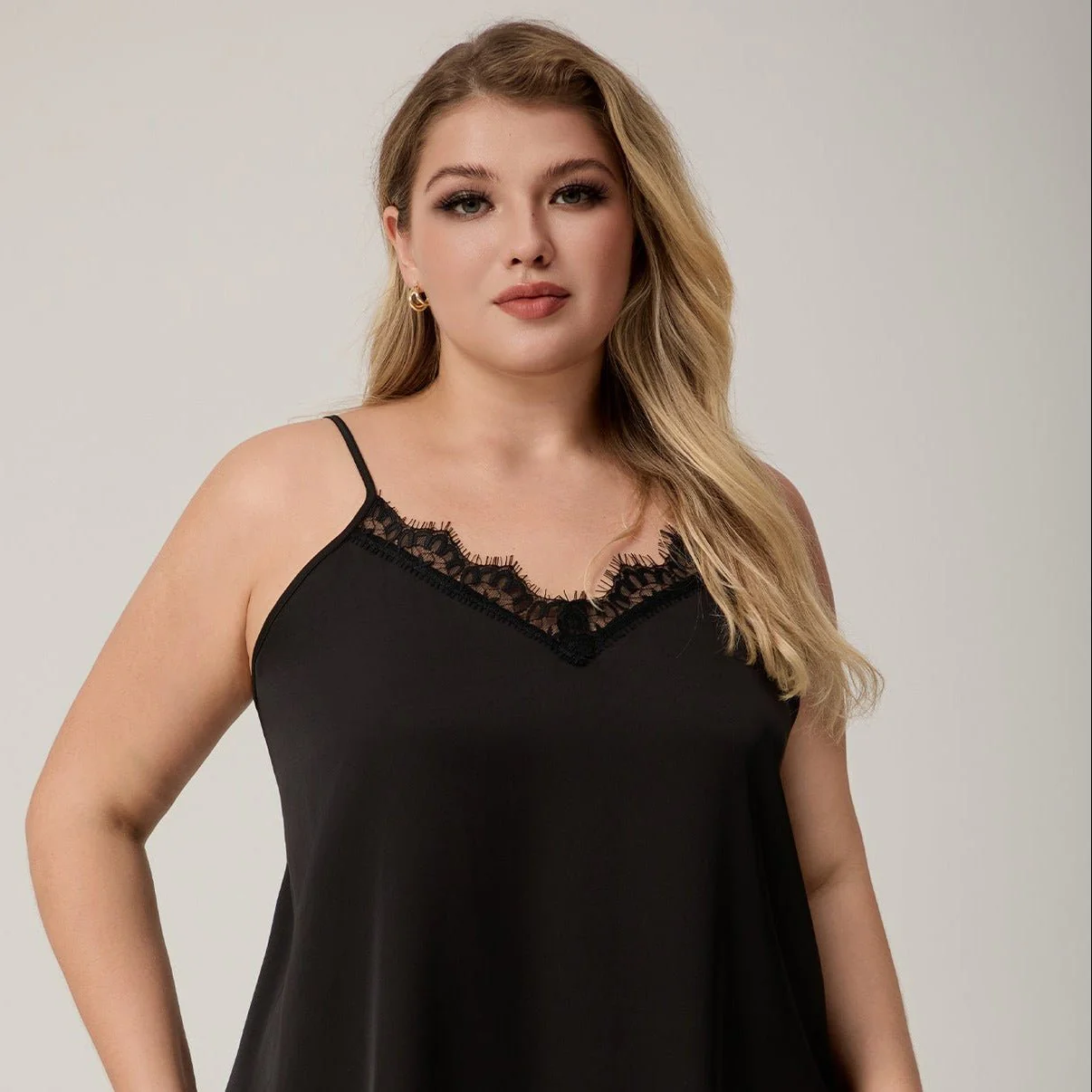 The Ice Silk Allure | Black Strap Mini Satin Sleep Dress - Image 2
