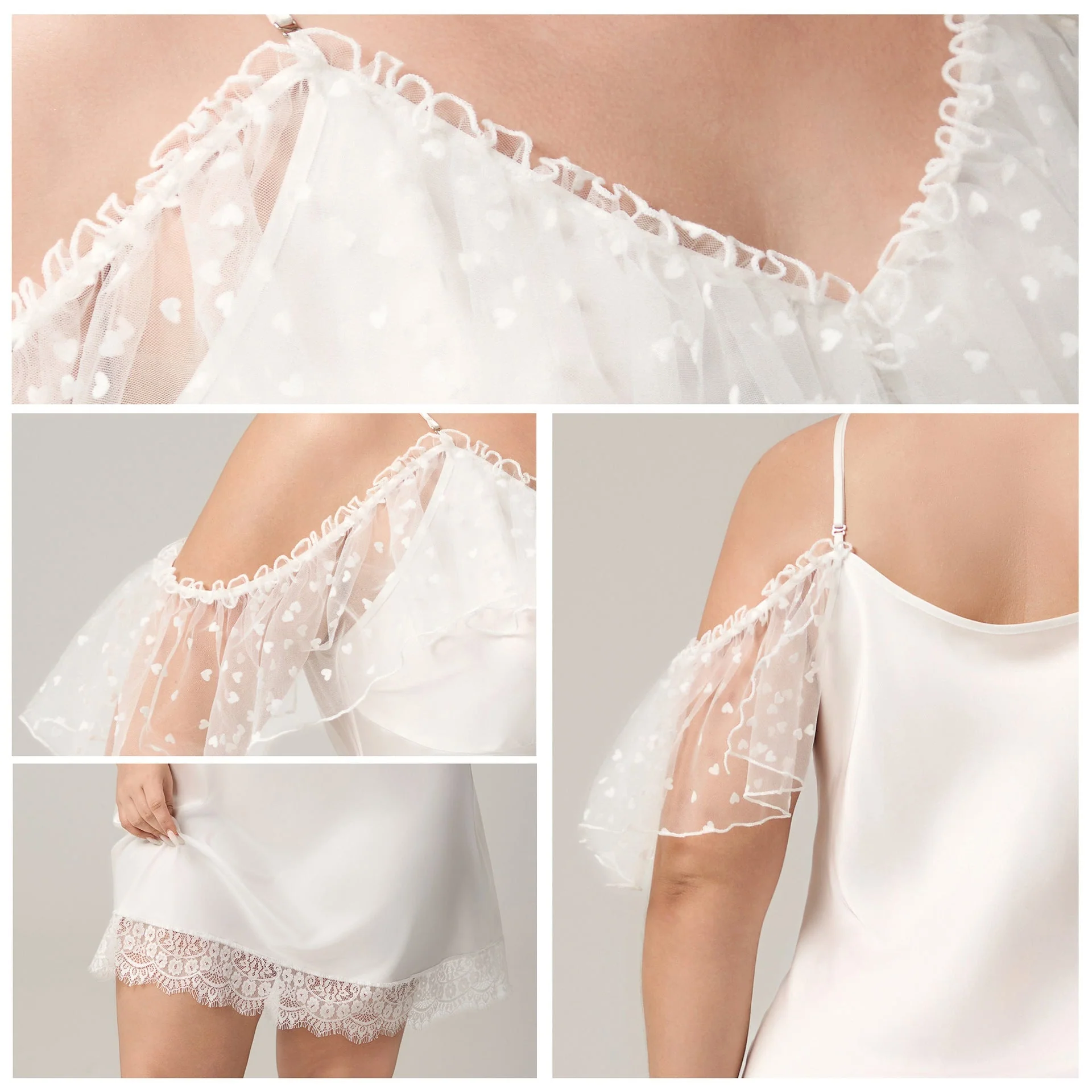 The Ice Silk Allure | White Lace Strap Mini Sleep Dress - Image 4