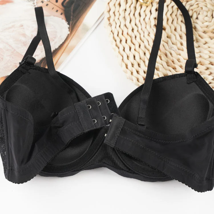 The Lace Allure | Black Lace Push-Up Underwire Bra - Image 3
