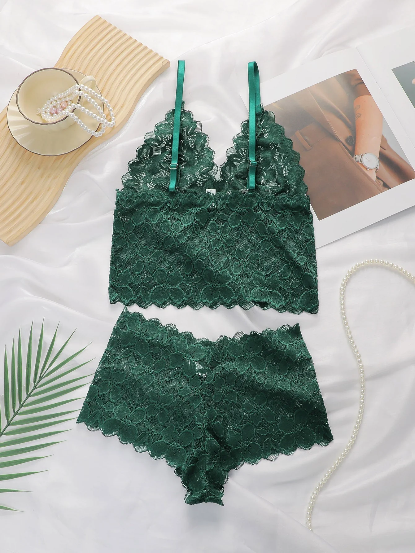The Lace Back | Lace Wireless Triangle Cup Bra & Panty Set (FD) - Image 7