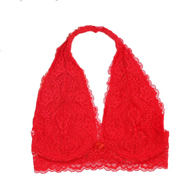 The Lace Blossom | Women's Wireless Lace Halter Push-Up Bra - Image 5