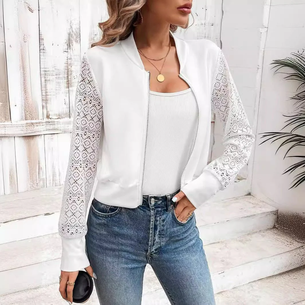 The Lace Rebel | Women's Lace Patchwork Hollow Baseball Jacket