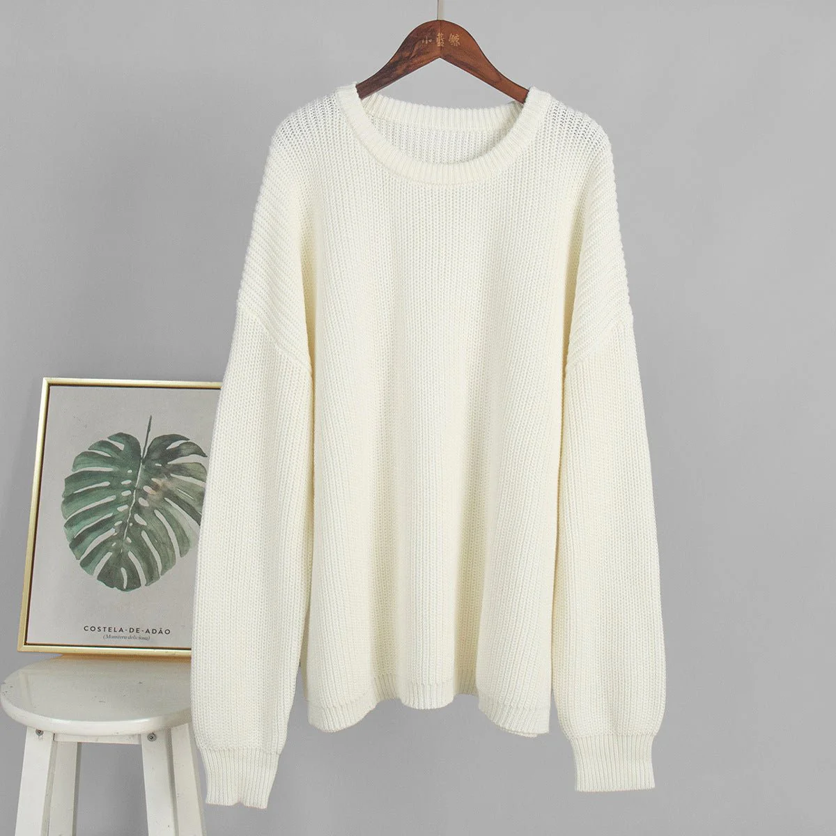 The Lantern Glow | Solid Color Lantern Sleeve Round-Neck Knit Sweater - Image 6
