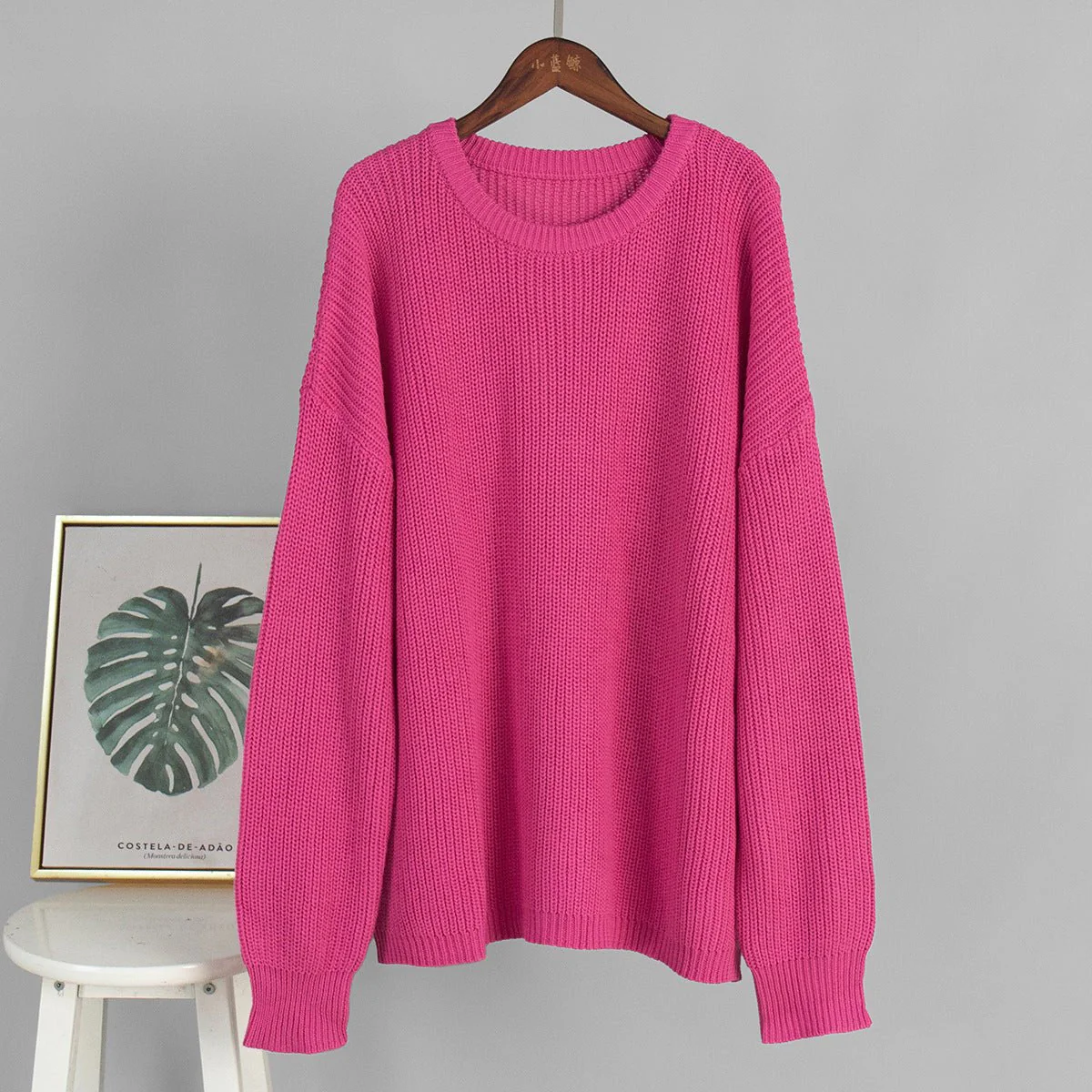 The Lantern Glow | Solid Color Lantern Sleeve Round-Neck Knit Sweater - Image 9