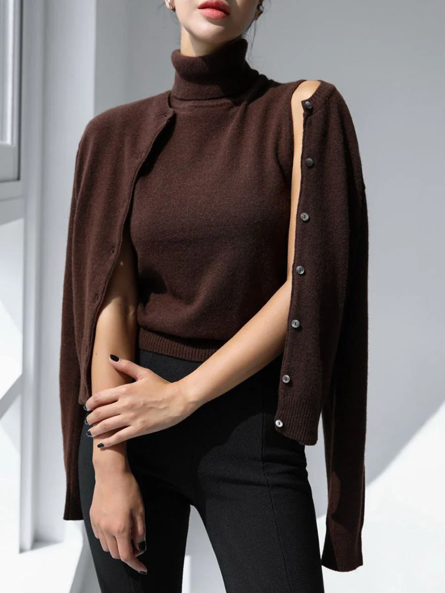 The Layered Luxe | Solid Color Vest & Matching Cardigan Set FD - Image 15