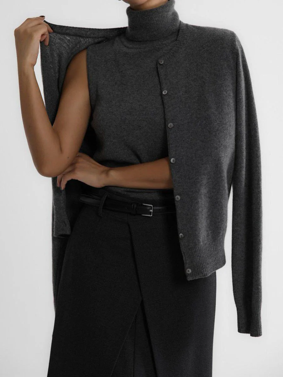 The Layered Luxe | Solid Color Vest & Matching Cardigan Set FD - Image 17