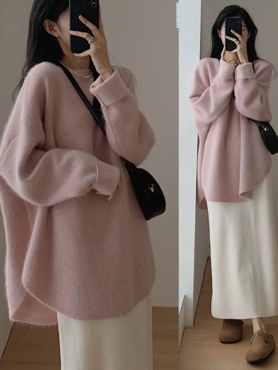 The Lazy Charm | Women's Loose Crew Neck Knit Pullover Sweater - Image 7