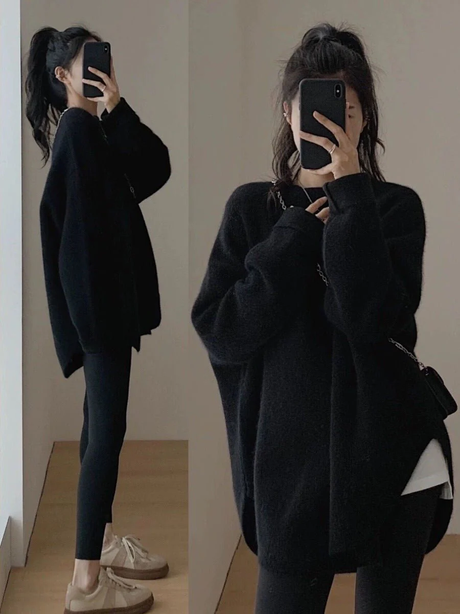 The Lazy Charm | Women's Loose Crew Neck Knit Pullover Sweater FD - Image 10