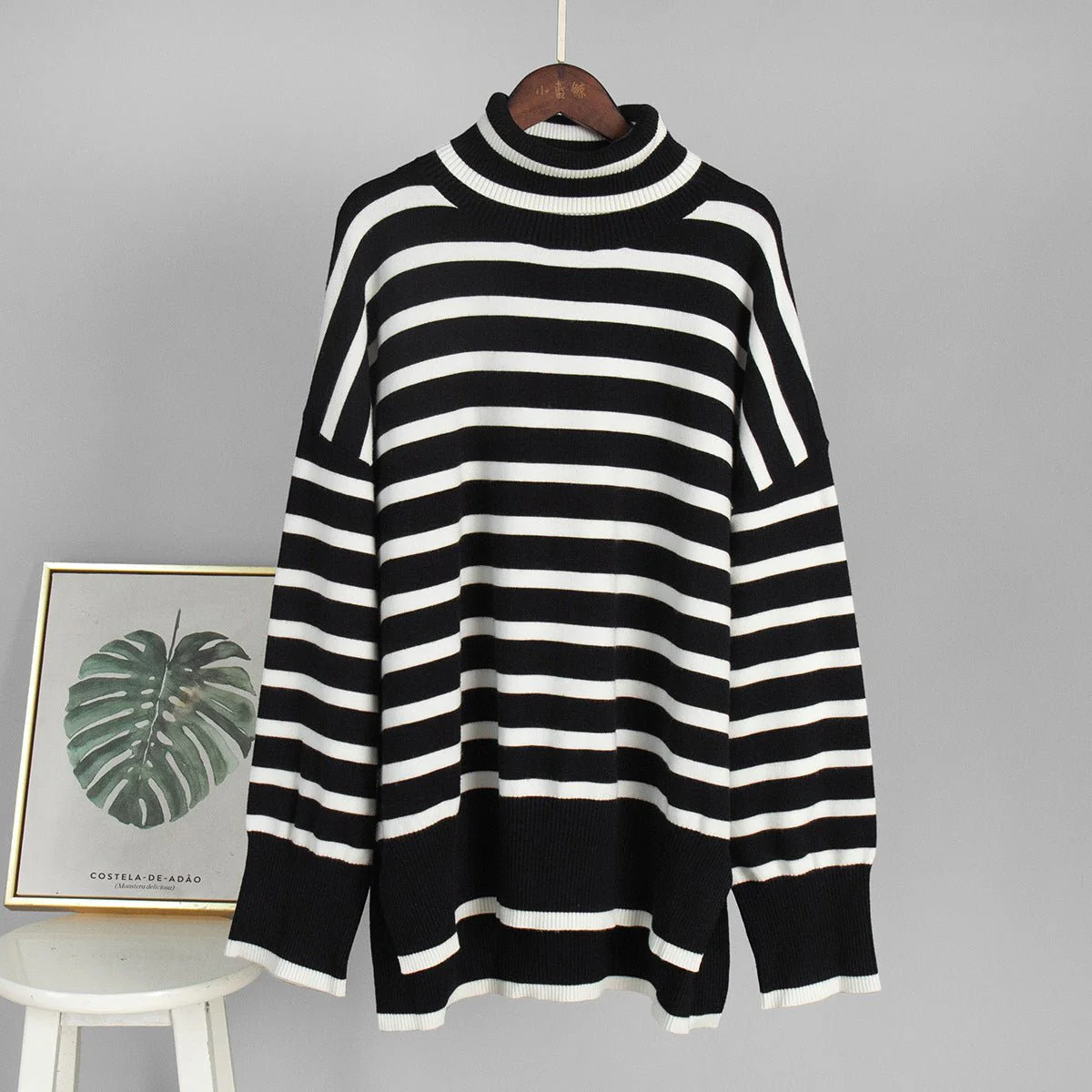 The Lazy Chic | Striped High-Neck Pullover Sweater - Image 7