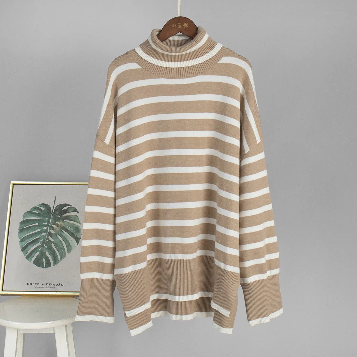 The Lazy Chic | Striped High-Neck Pullover Sweater - Image 8