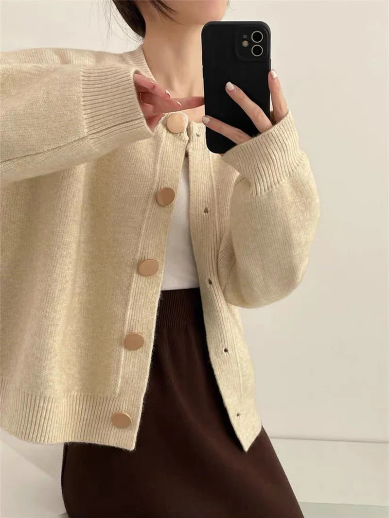 The Lazy Cozy | Solid Color Button Cardigan Sweater - Image 8