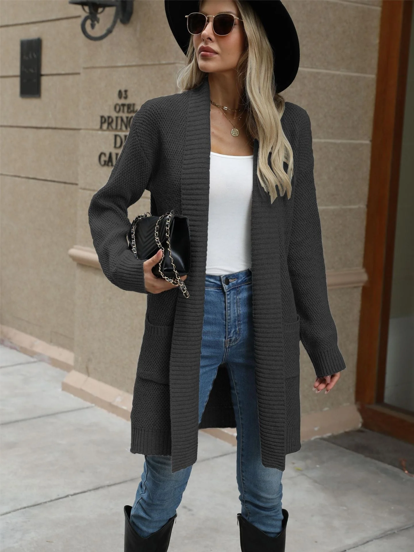 The Lazy Grace | Women's Loose Lapel Long Cardigan Sweater - Image 4