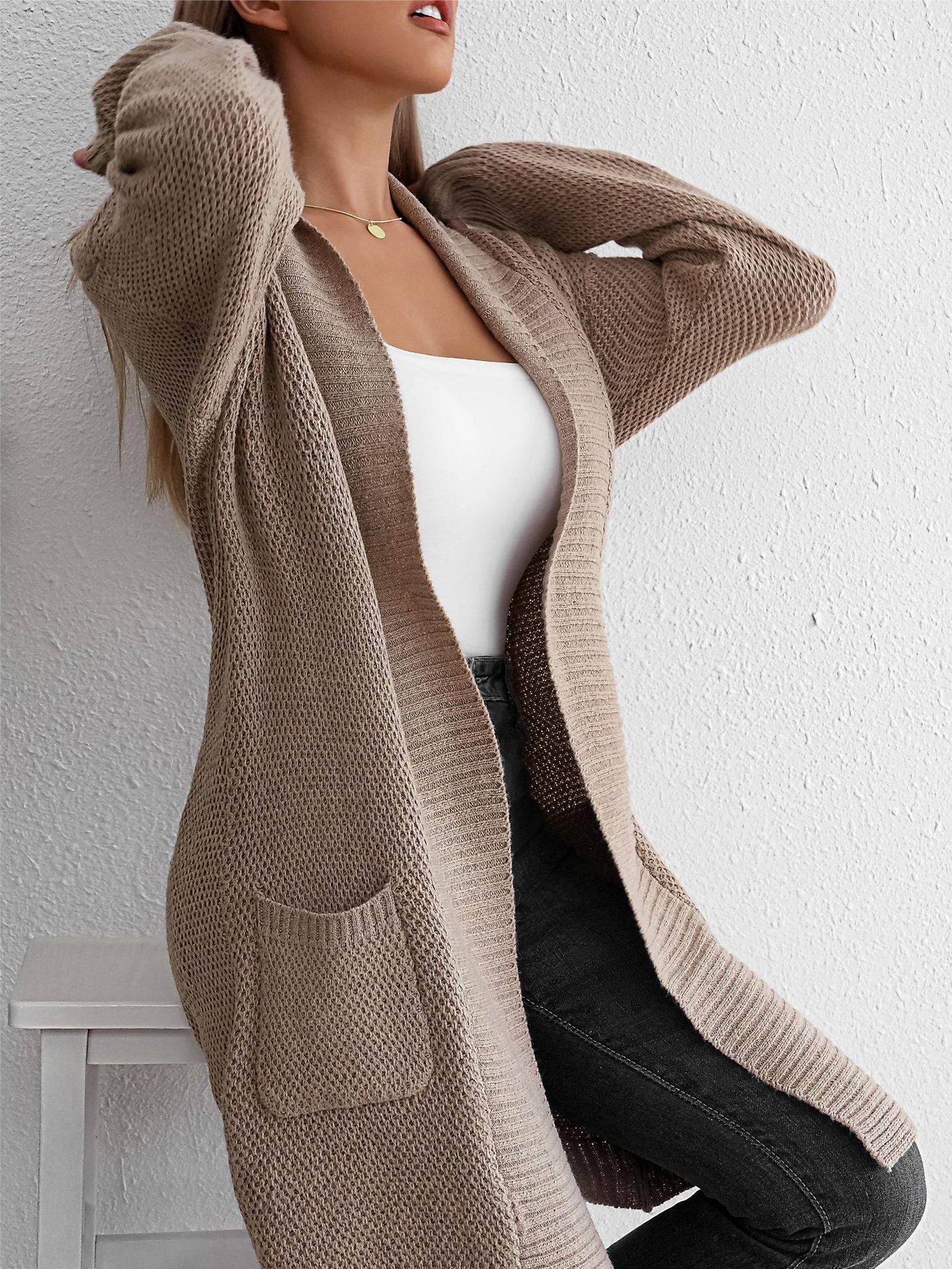 The Lazy Grace | Women's Loose Lapel Long Cardigan Sweater - Image 9