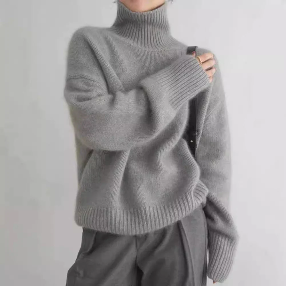 The Lazy Haven | Women's High Collar Hooded Knit Sweater