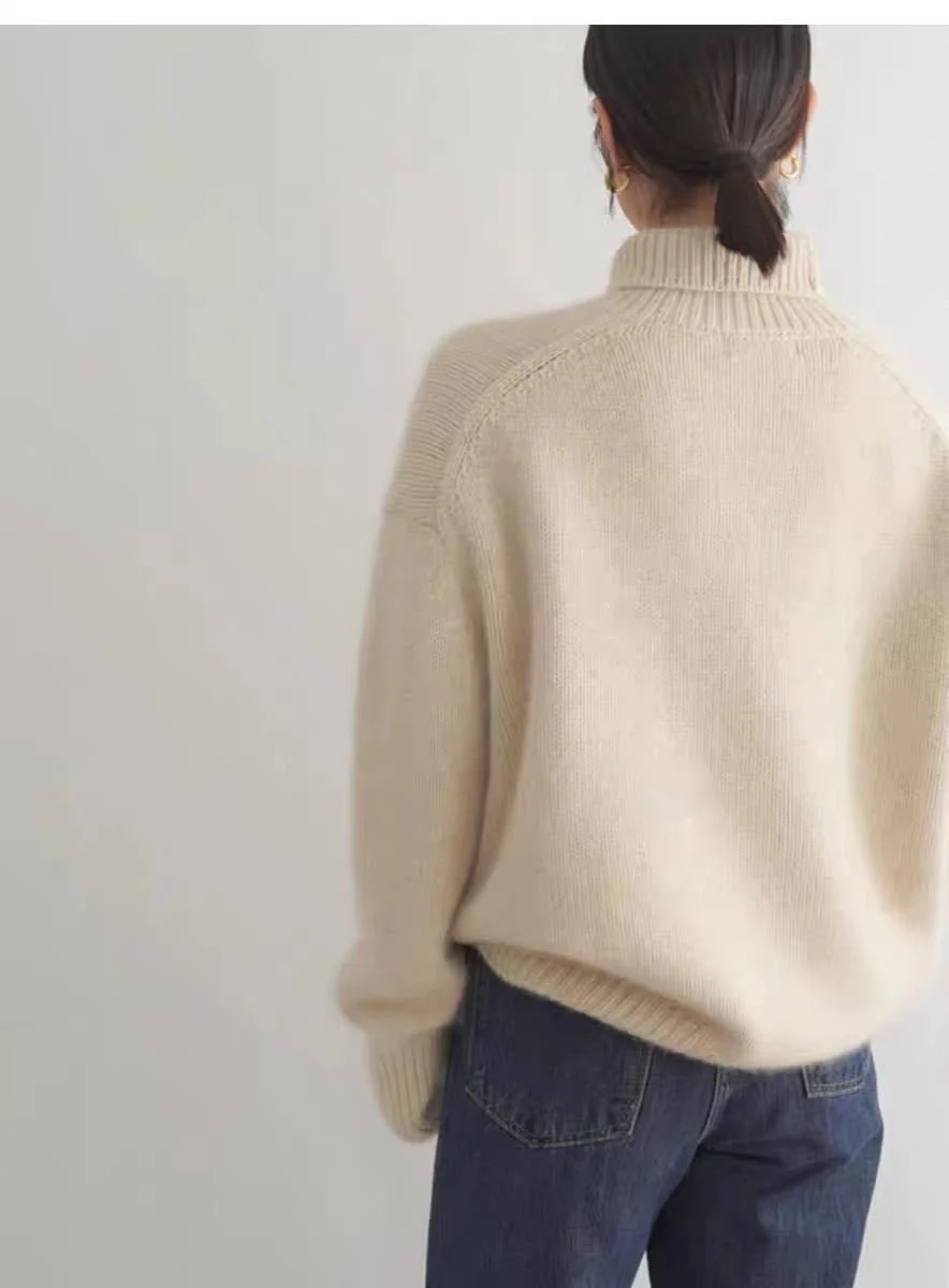 The Lazy Haven | Women's High Collar Hooded Knit Sweater - Image 12