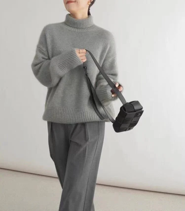 The Lazy Haven | Women's High Collar Hooded Knit Sweater - Image 13