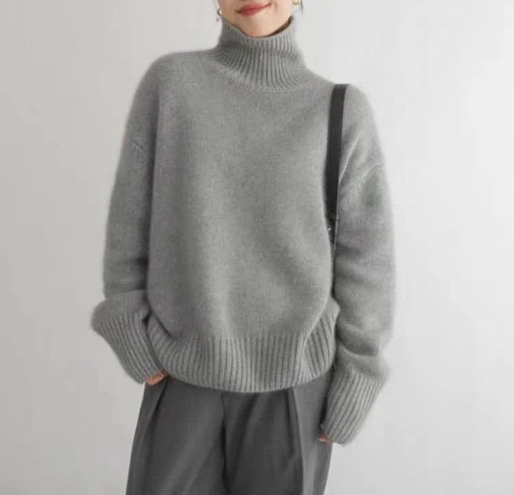 The Lazy Haven | Women's High Collar Hooded Knit Sweater - Image 14