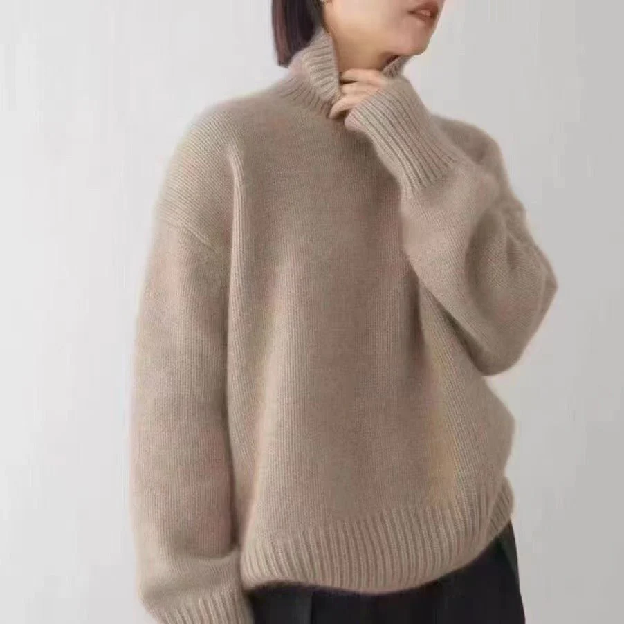 The Lazy Haven | Women's High Collar Hooded Knit Sweater - Image 5