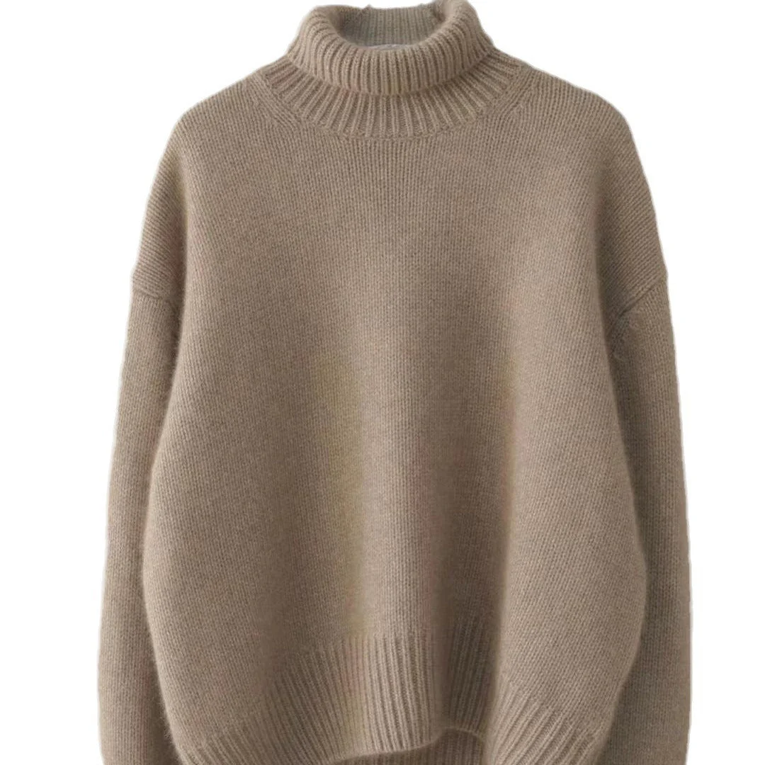 The Lazy Haven | Women's High Collar Hooded Knit Sweater - Image 9