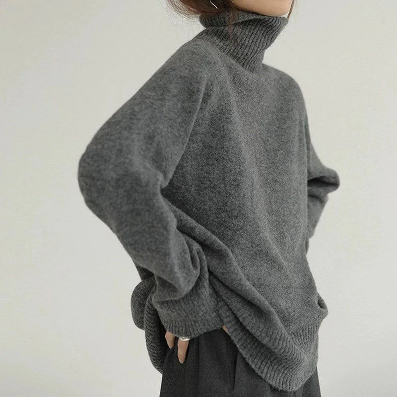 The Lazy Luxe | Solid Color Turtleneck Wool Blend Pullover Sweater - Image 10