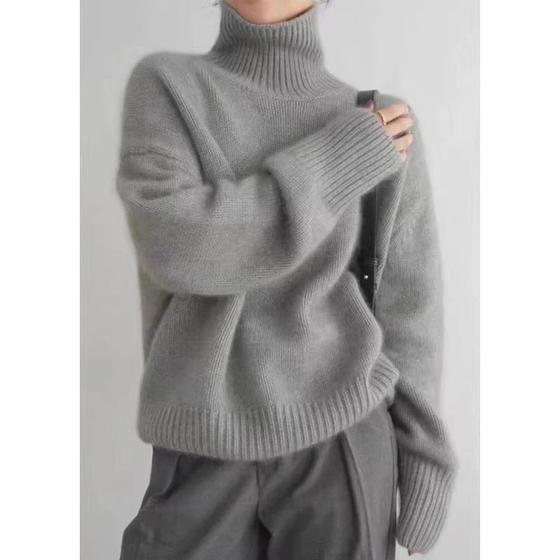 The Lazy Luxe | Solid Color Turtleneck Wool Blend Pullover Sweater - Image 11
