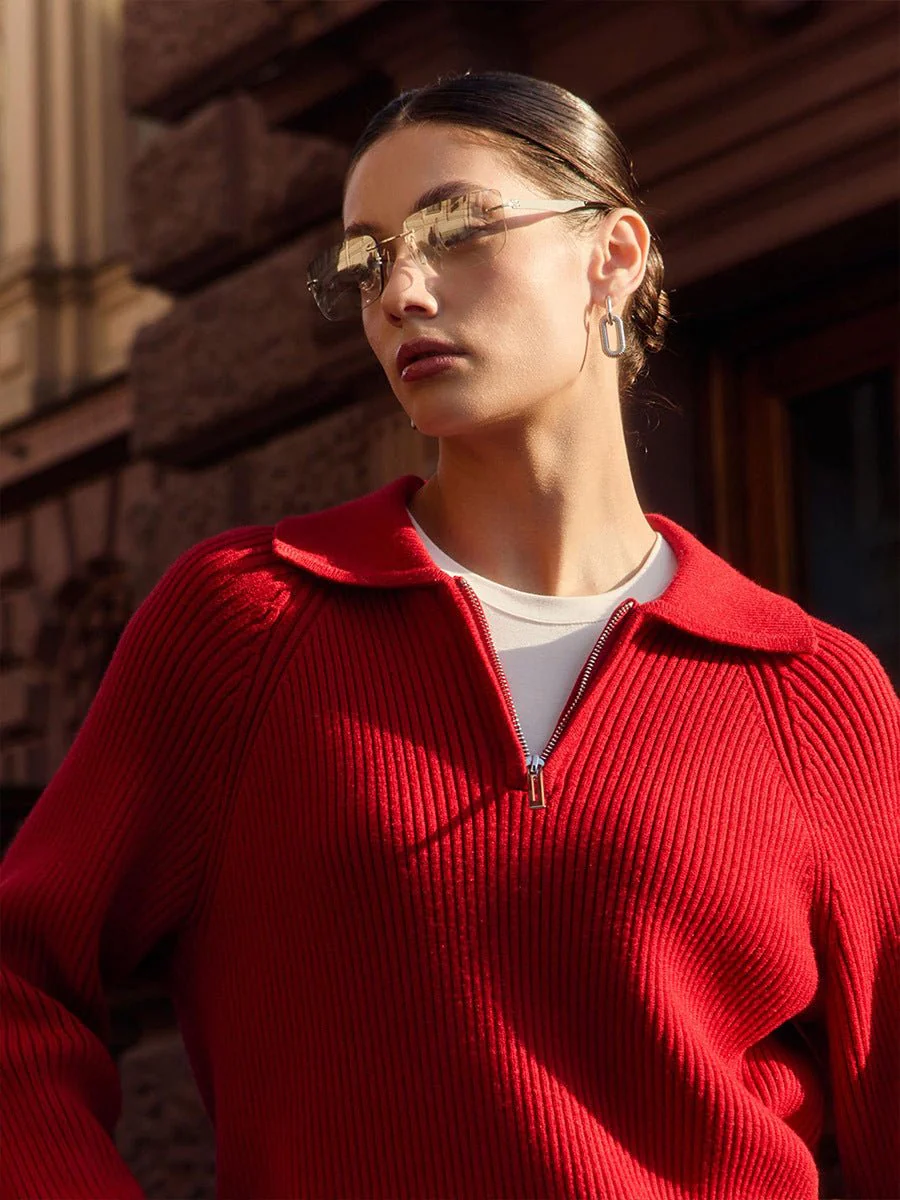 The Lazy Polo | Solid Color Polo Collar Knitted Hooded Pullover Sweater - Image 17