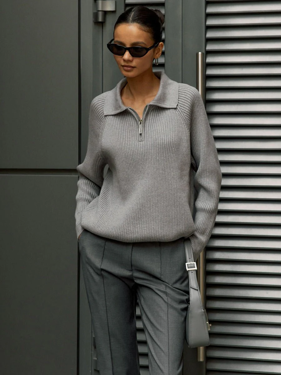 The Lazy Polo | Solid Color Polo Collar Knitted Hooded Pullover Sweater - Image 24