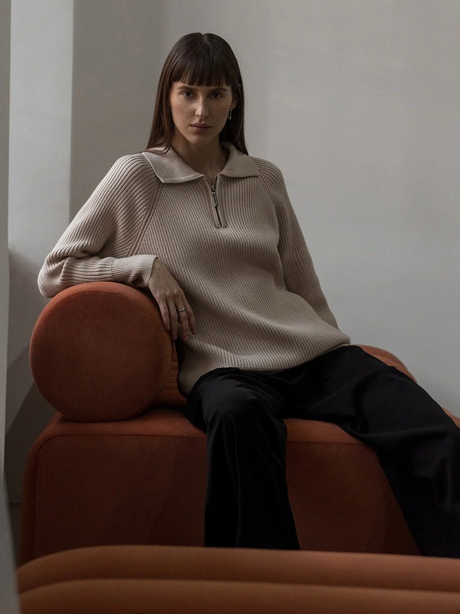The Lazy Polo | Solid Color Polo Collar Knitted Hooded Pullover Sweater - Image 28