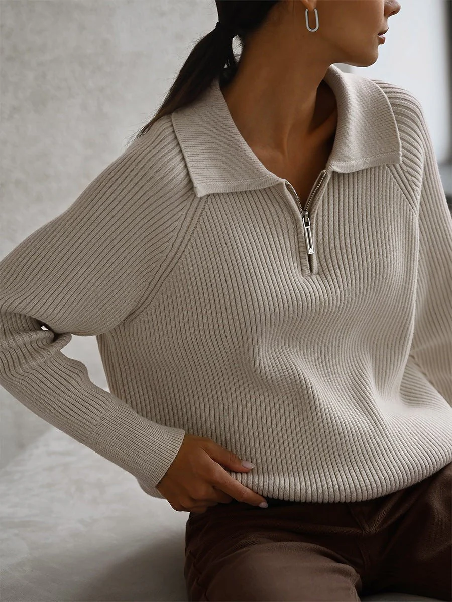 The Lazy Polo | Solid Color Polo Collar Knitted Hooded Pullover Sweater - Image 29
