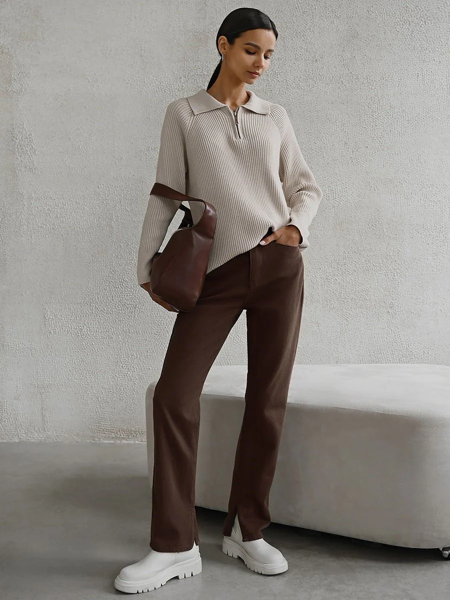 The Lazy Polo | Solid Color Polo Collar Knitted Hooded Pullover Sweater - Image 30