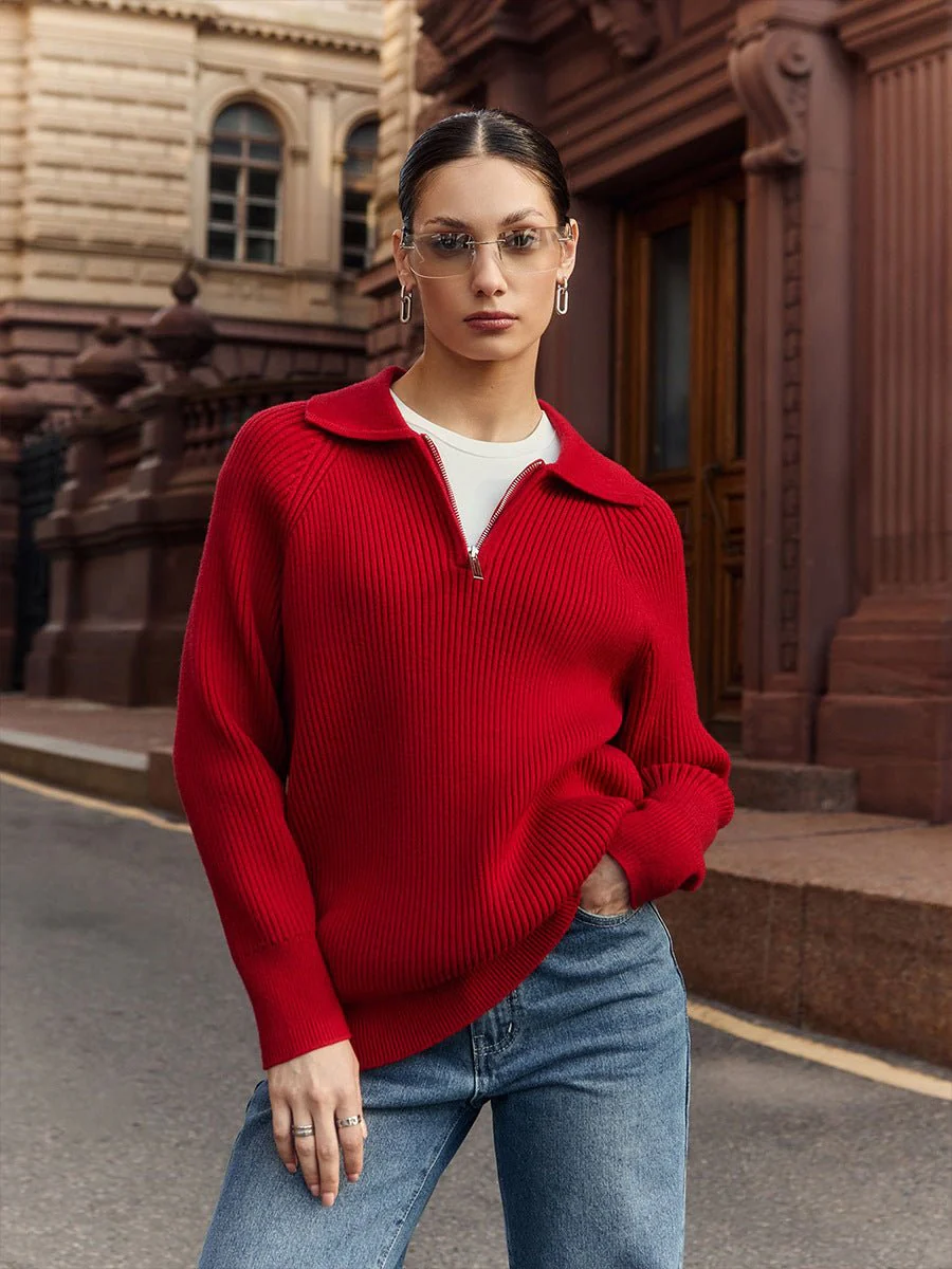 The Lazy Polo | Solid Color Polo Collar Knitted Hooded Pullover Sweater - Image 6
