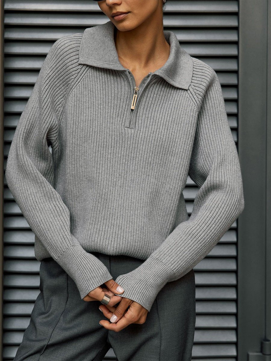 The Lazy Polo | Solid Color Polo Collar Knitted Hooded Pullover Sweater - Image 7