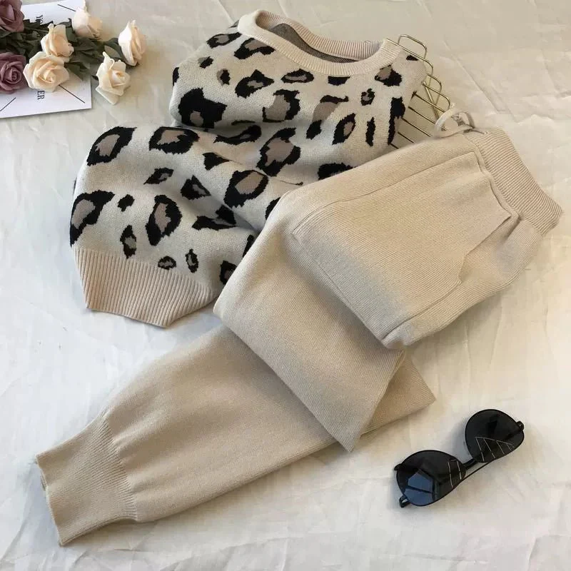 The Leopard Lounge | Women's Leopard Print Long-Sleeve Sweater & Straight-Leg Pants Set - Image 11