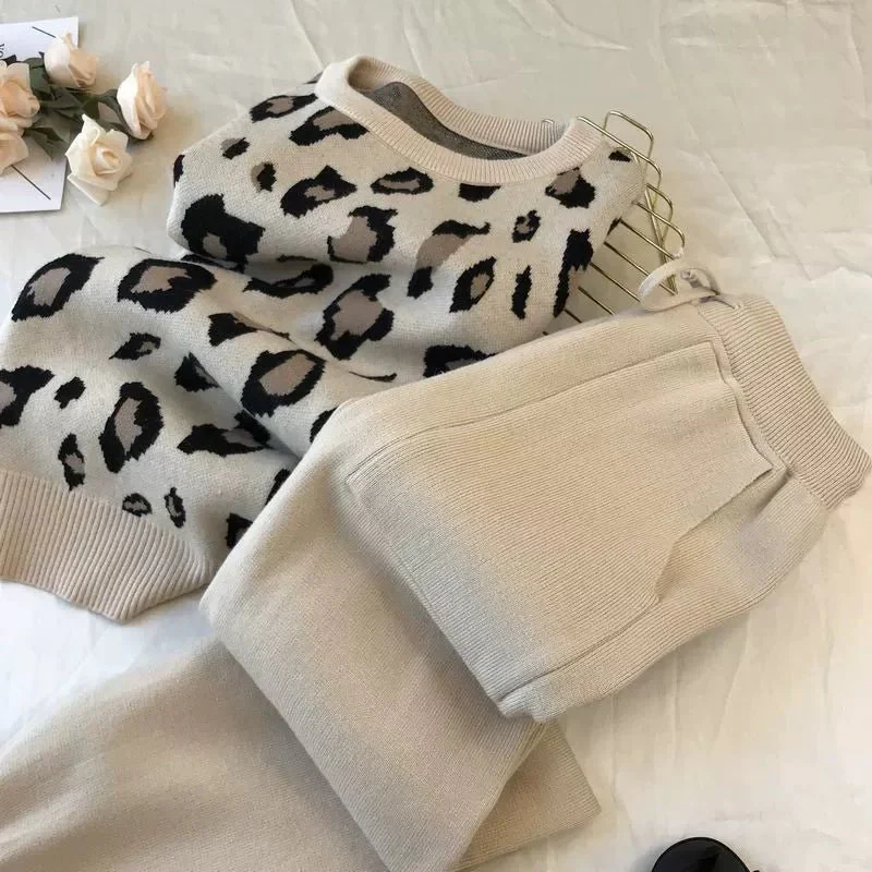 The Leopard Lounge | Women's Leopard Print Long-Sleeve Sweater & Straight-Leg Pants Set - Image 12