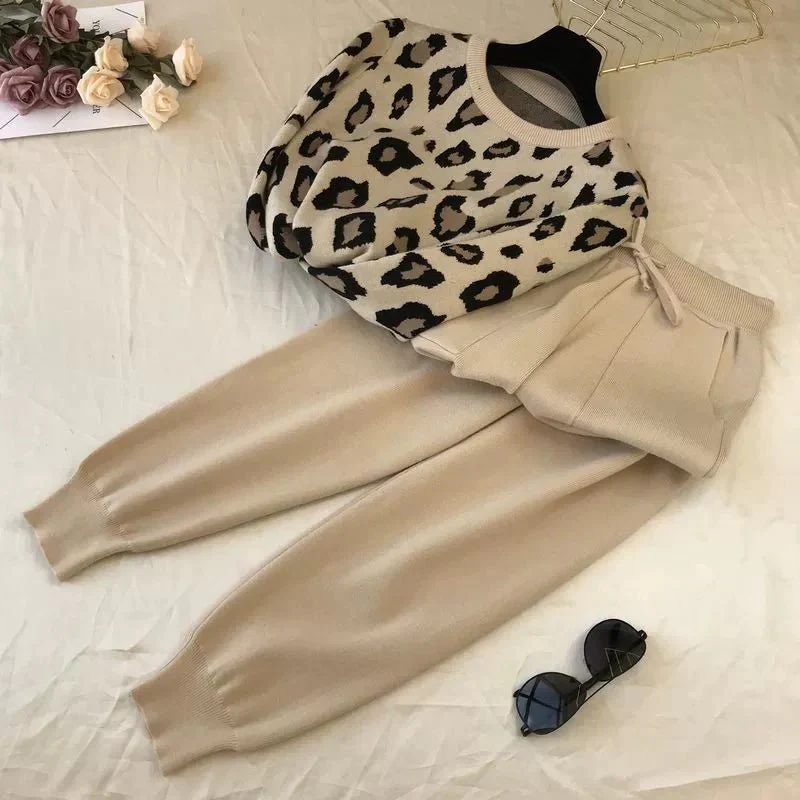 The Leopard Lounge | Women's Leopard Print Long-Sleeve Sweater & Straight-Leg Pants Set - Image 27